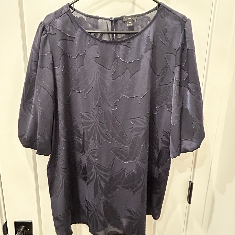 Ann Taylor Navy Blue Floral Top